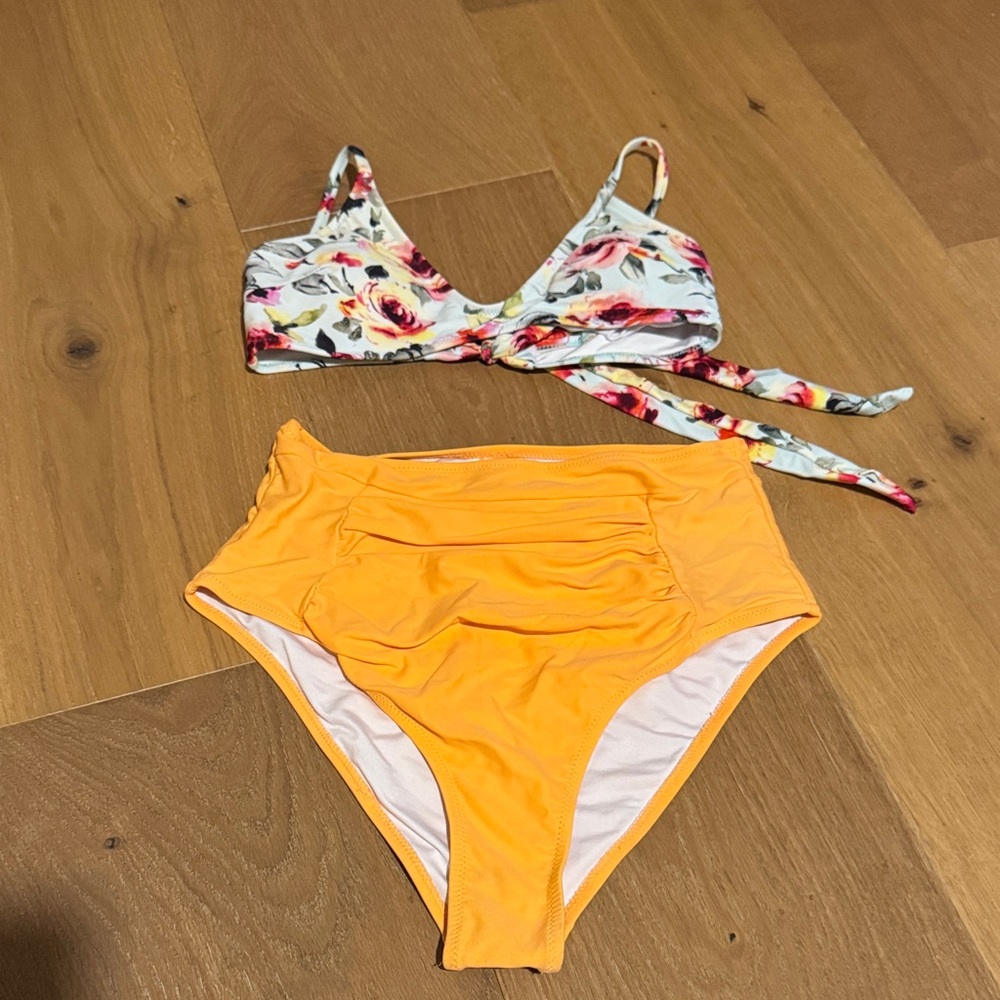 Cupshe Floral and Yellow Bikini Set